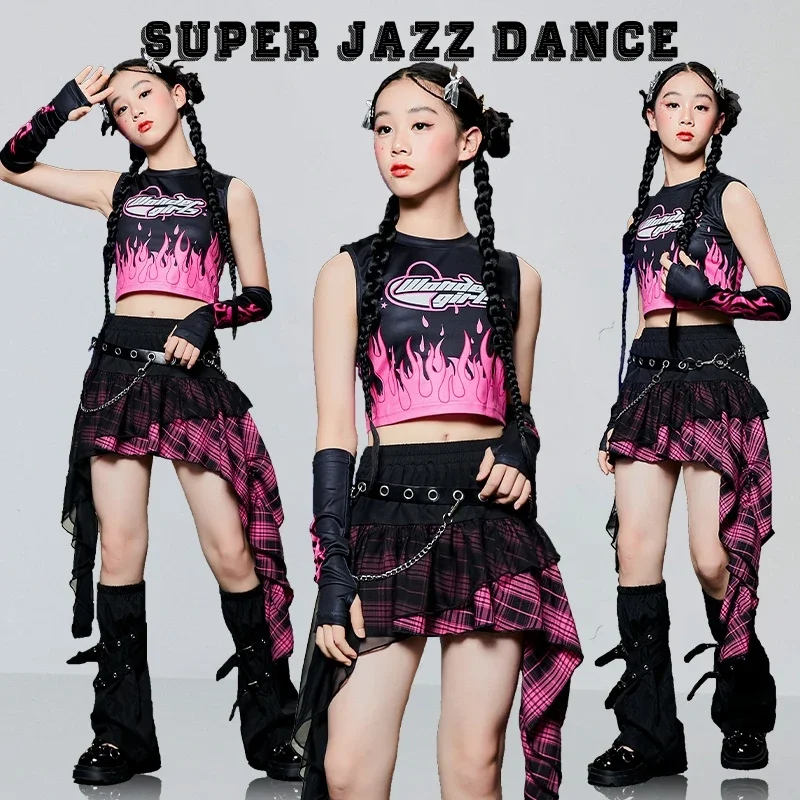 

2025 New Group Kpop Outfit Girls Jazz Dance Costume Children'S Performance Hiphop Street Suits Stage Catwalk Wear