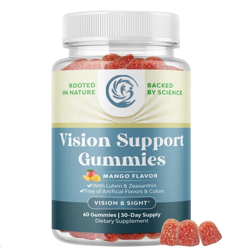 Adult lutein gummies - for vision and blue light protection - suitable for adult dry eyes and eye fatigue, 60 gummies