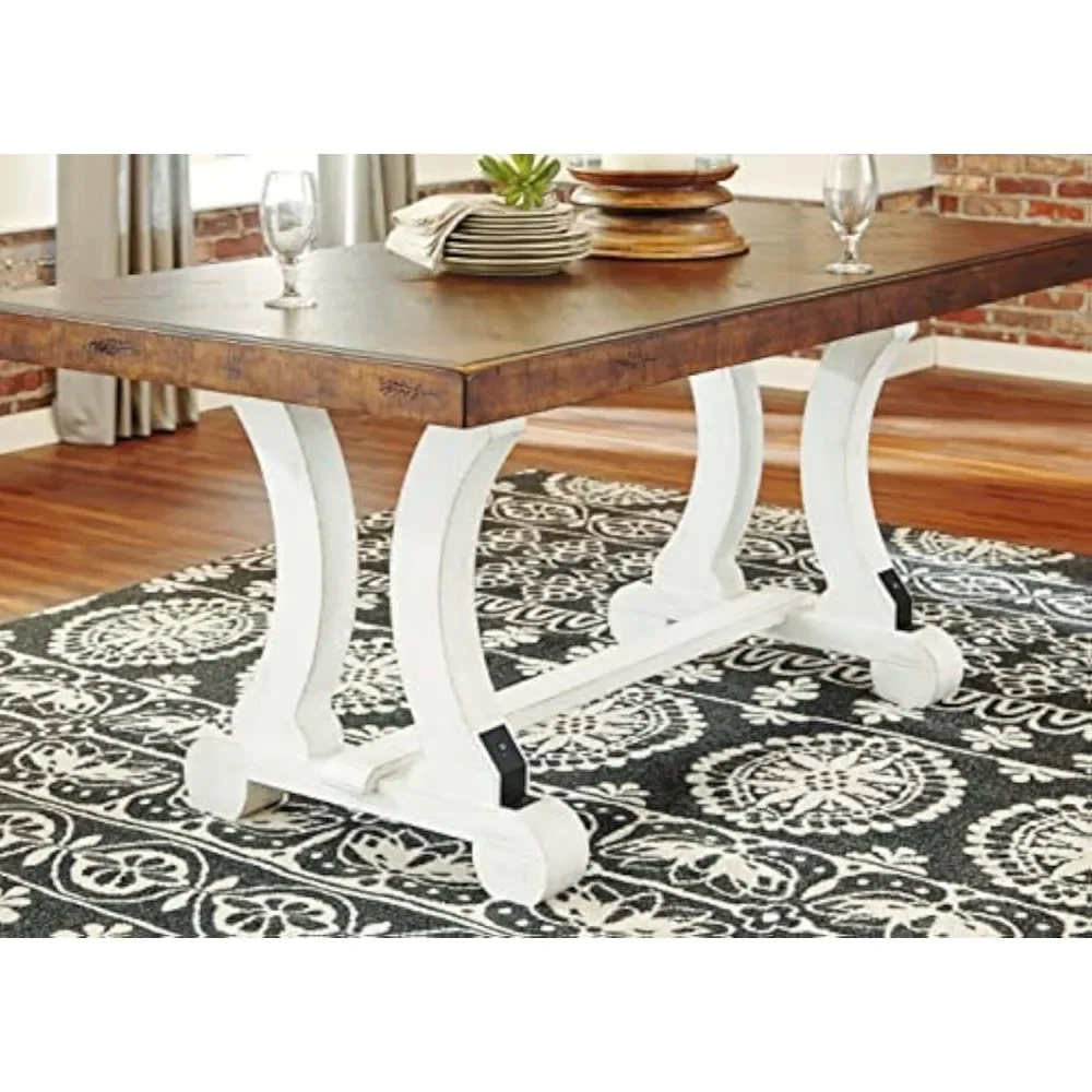 Fits Up to 8 Dining Table Valebeck Farmhouse Rectangular Extension Dining Table White & Brown Esstich Tables Dinning Dinner Room