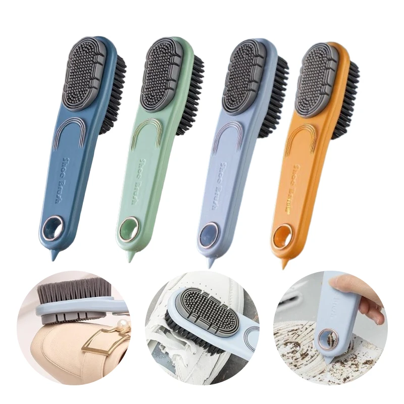 

Double-Sided Shoe Brush Soft Bristled Cleaning Brush Silicone Brush Head Long Handle Brush Clothes Shoes Household Cleaner Tools