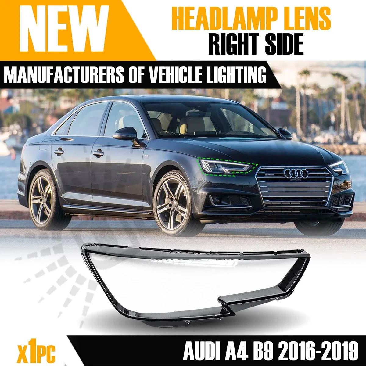 L/R Front Headlamp Lens Cover Transparent Lampshade Clear Shell For Audi A4 A4L 2016-2019 Replacement