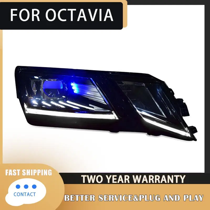 

For Skoda Octavia Headlights 2018-2020 Car Accessory Fog Lights Day Running Light DRL H7 LED Bi Xenon Bulb Head Lamp