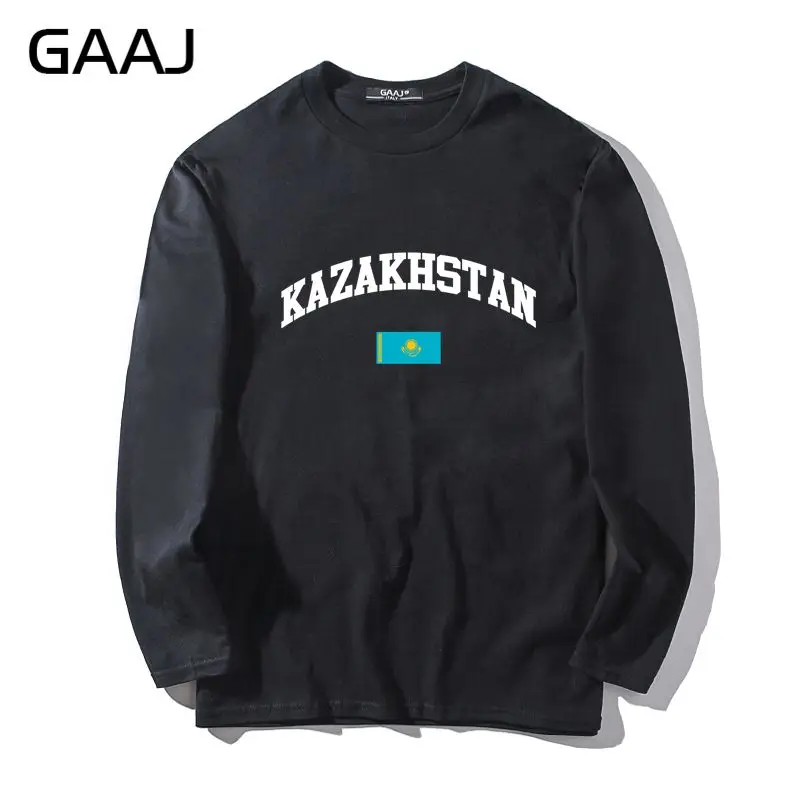 T Shirt Men GAAJ Kazakhstan Flag Funny Diy Man & Women Unisex Long Sleeve Clothes Hip Hop Man Summer Printed Streetwear  #8FL15