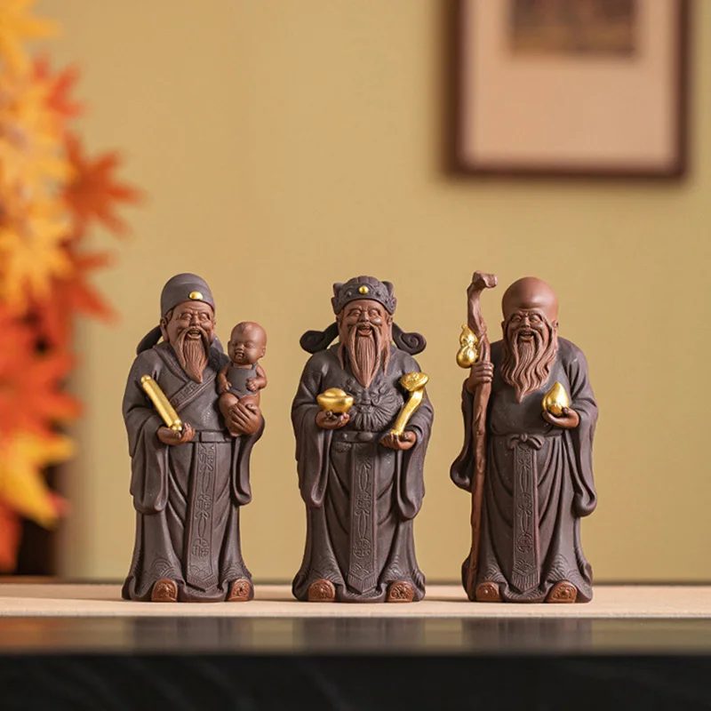 

Ceramics Fulu Longevity Star sculptures and figurines Chinese mythological figures Home Room Office Wealth Luck Feng Shui Decor