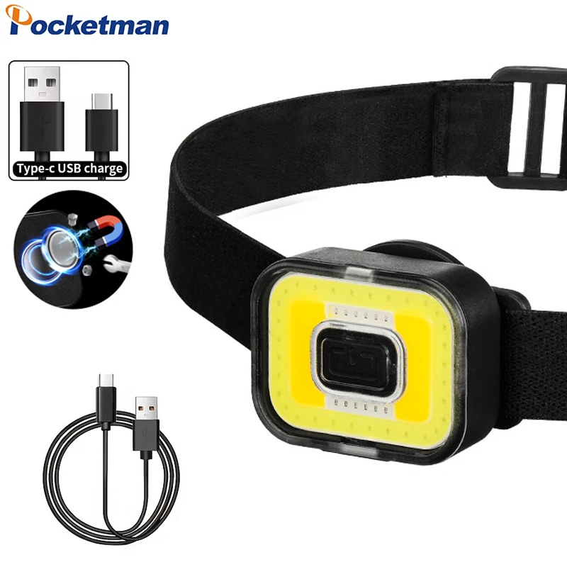 Multi-functional COB LED Headlamp Portable Rechargeable Headlight Magnetic Mini Head Lamp Head Flashlight for Outdoor Lighting