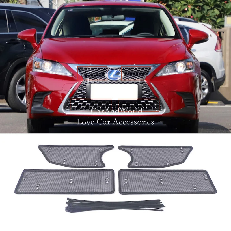 Car Insect Screening Mesh Front Grille Insert Net Water Tank Engine Cover Trims Accessories For LEXUS CT200h 2017-2022