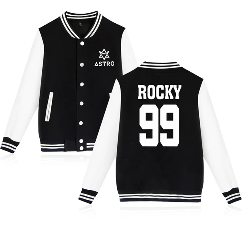 

Kpop ASTRO STAR Group Baseball Uniform Coat Autumn Bomber Jacket Harajuku Streetwear Casual Tracksuit Hip Hop Brand Coats