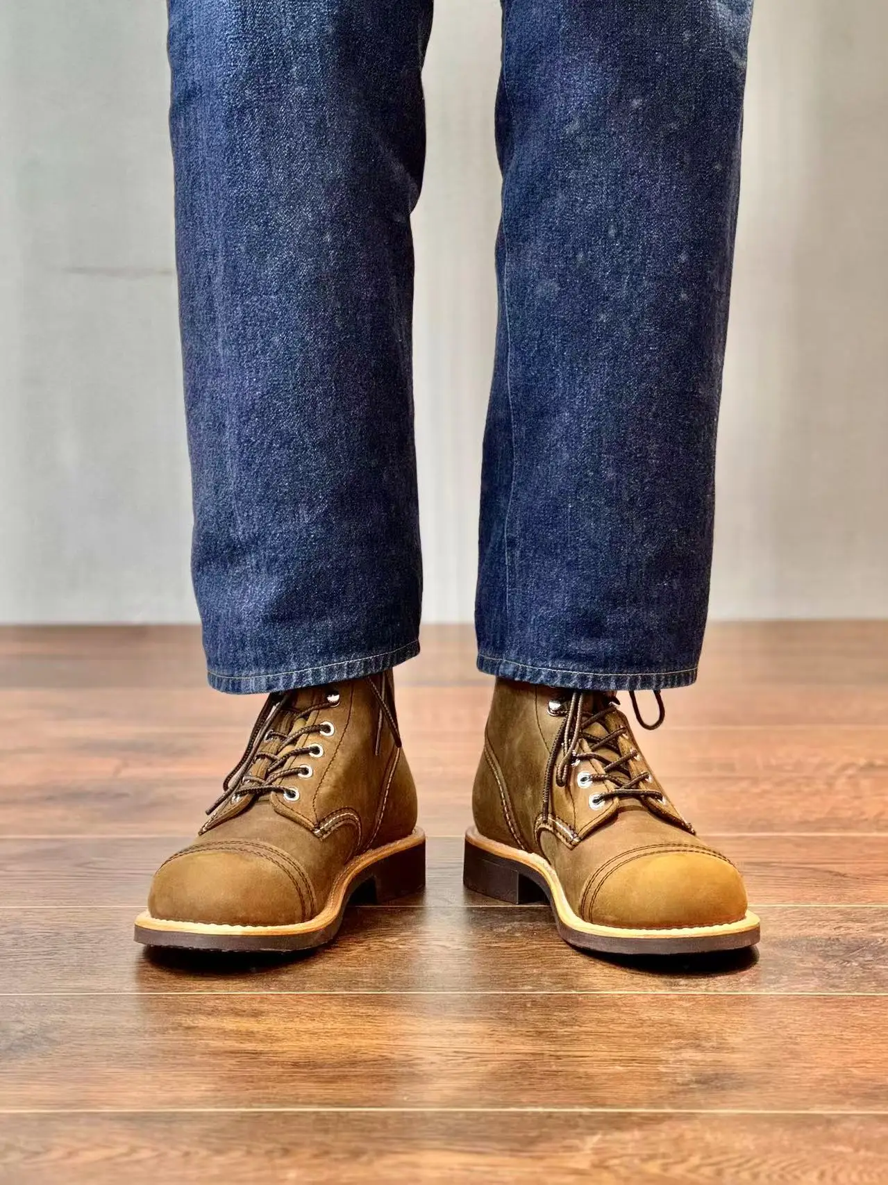 Real Stitching Heritage Boots Retro Iron Ranger  Motorcycle Durable Boots 8115 Style Goodyear Welted Genuine Leather Men Boots