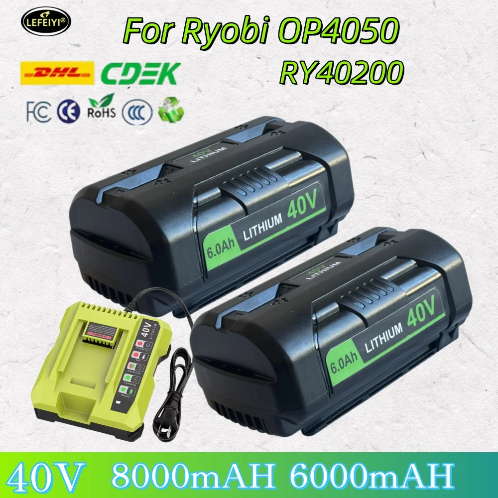 

Replacement Batteries Applicable Ryobi OP4050 Battery 40V 6.0Ah Li-ion Battery For Ryobi OP4026 OP4030 OP40401 OP4060A OP40201