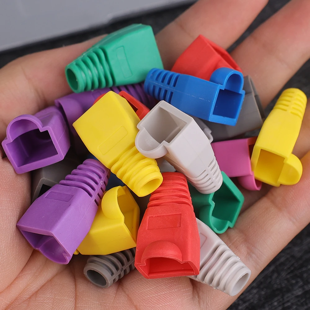 RJ45 Ethernet Cable Connector Plug Cover Cap Cat5 Cat6 Network Cable Strain Relief Boots Protector Protective Sleeve Mixed Color