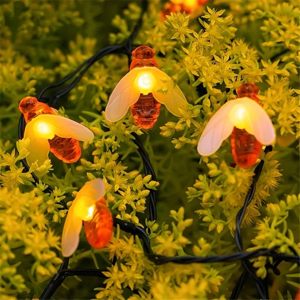 Solar Bee Light Indoor Outdoor Garden Fairy Light Wedding Party Tree Courtyard Simulation Bee Decorations Christmas Easter