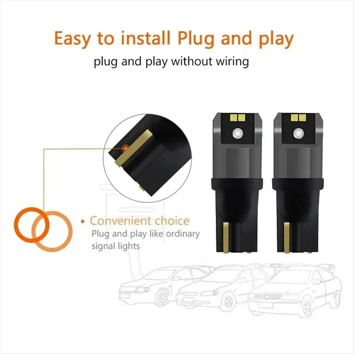 【~ New A88T】1Pair Crooked Amber Turn Signal Bulb LED T10 Car Interior Light Bulbs 12V 2.5W 9456Y