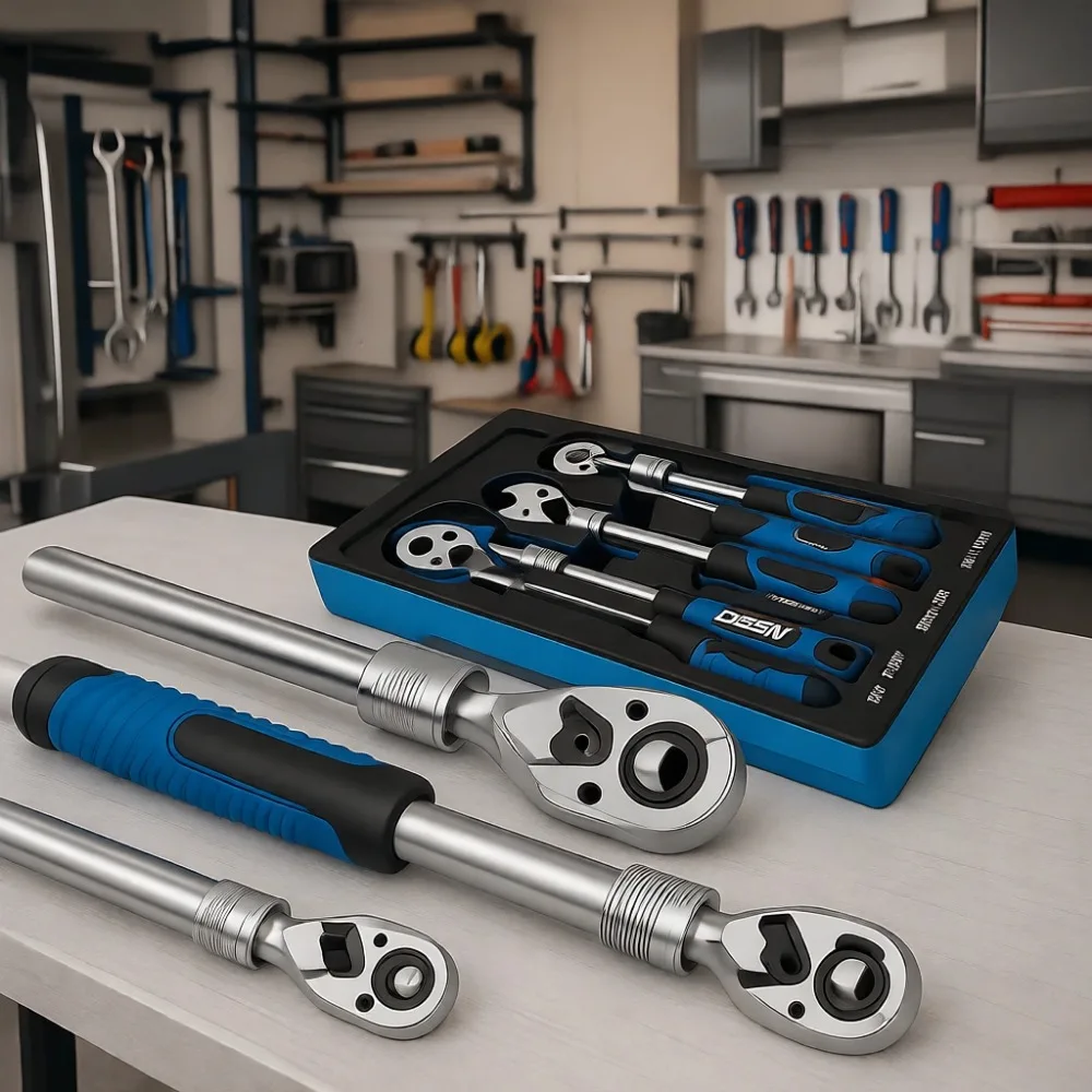 

3 Piece Extendable Ratchet Wrench Set with 72 Tooth Reversible Drive and Quick Release Soft Grip Handles