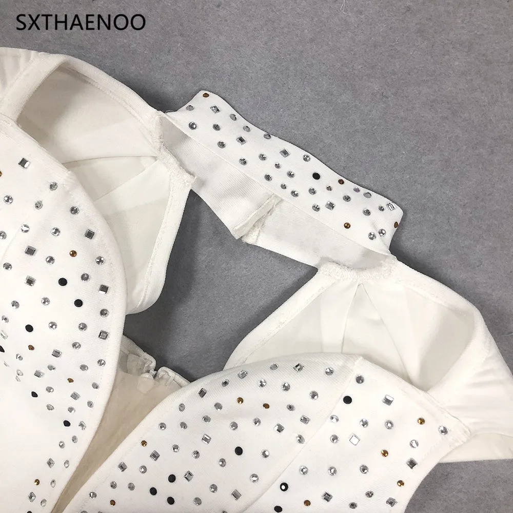 SXTHAENOO Sexy Strapless Bloemen Pailletten Lange Jurk Vrouwen Luxe Pailletten Bloem Backless Slanke Jurk Avondfeest Runway Gown Jurk