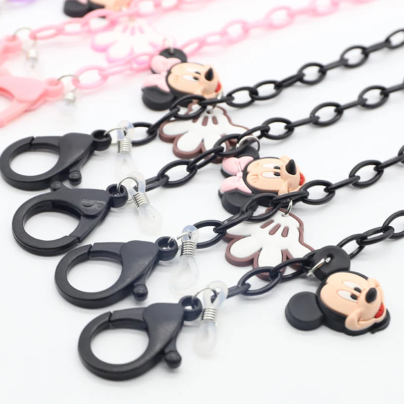 Disney Anime Mickey Mouse Anti Loss Hanging Rope Acrylic Mask Chain Kawaii Minnie Eyeglass Chain Children\'s Accessories