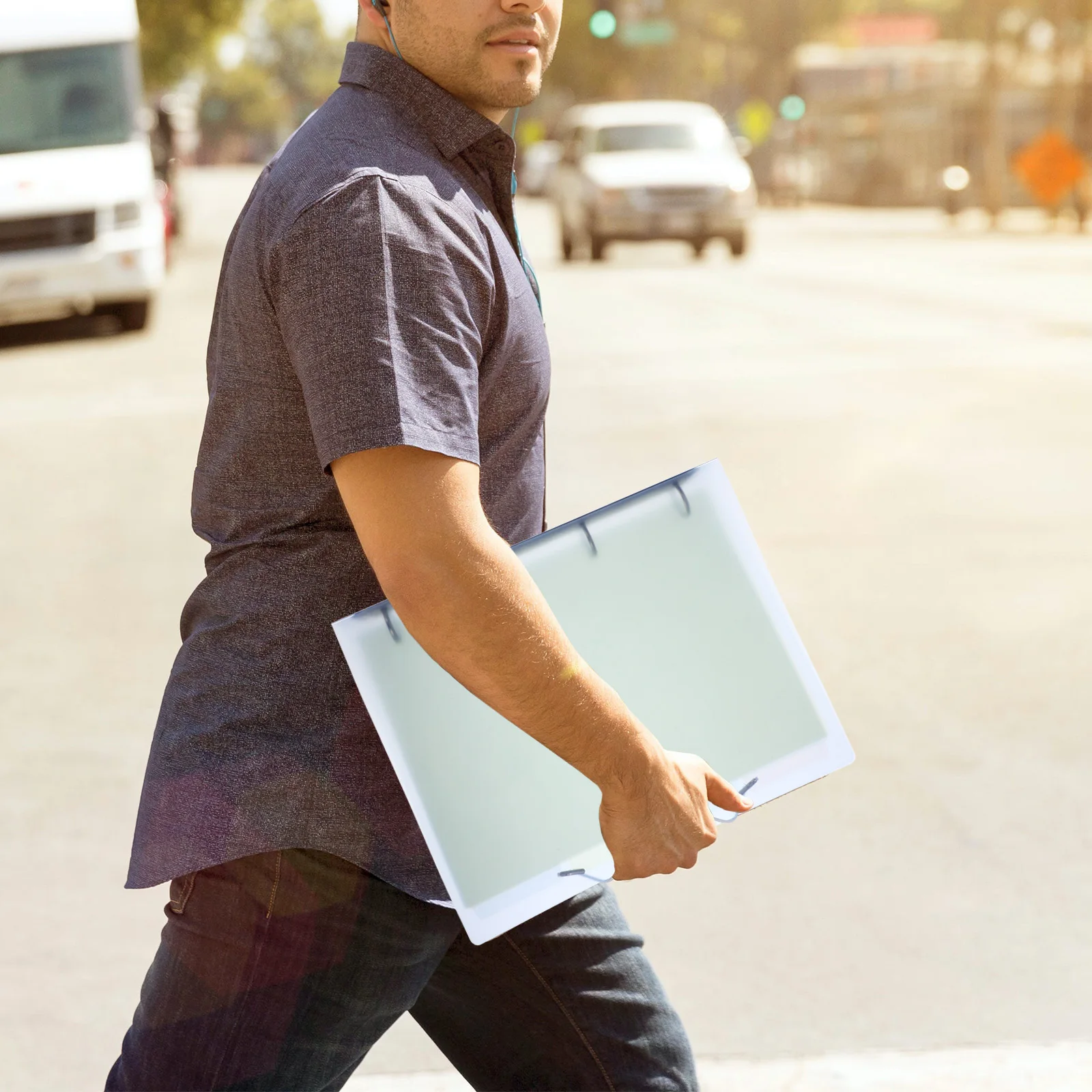 

4 Holes Plastic Binder Cover File Folder Blue Office School Supplies Notebook Planner Storage Document Protection