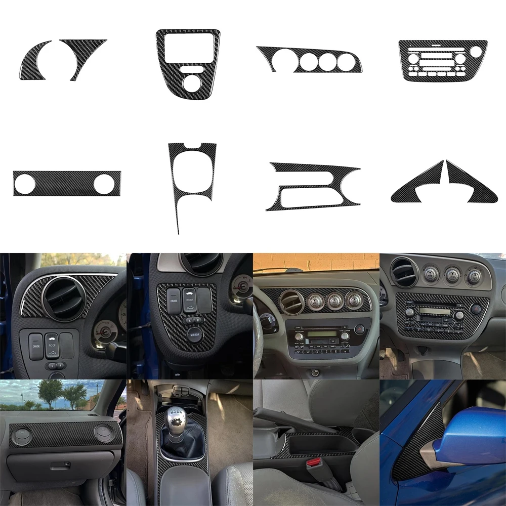 10Pcs Real Carbon Fiber Set Full Interior Central Console Dash Gear Shift Trim Kits For Acura RSX 2002 2003 2004 2005 2006