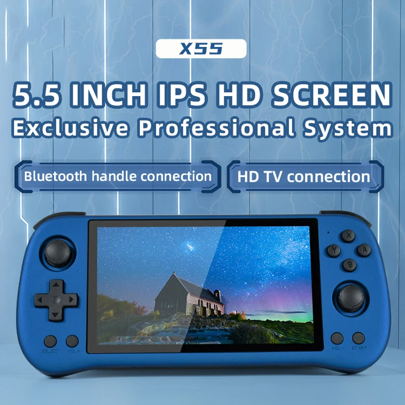 New 5.5 inch open-source handheld X55 handheld game arcade PSP high-definition IPS large screen with Bluetooth controller