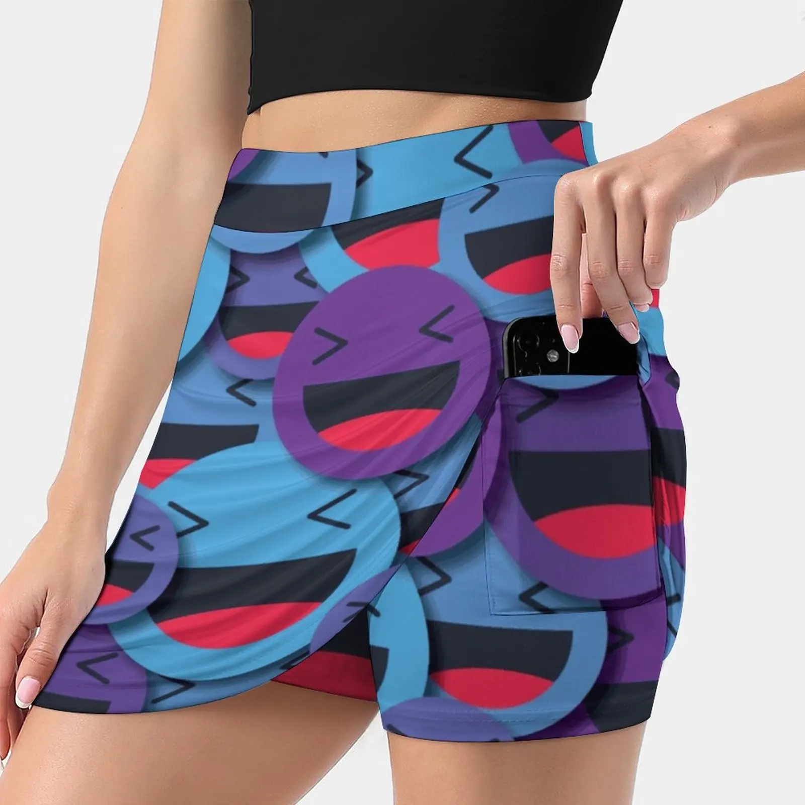 

Happy Smile Face Women'S Summer Fake Two Piece Skirts Casual Sports Beach Skirt Girl Skorts Derryshop Derryshop Derryshop