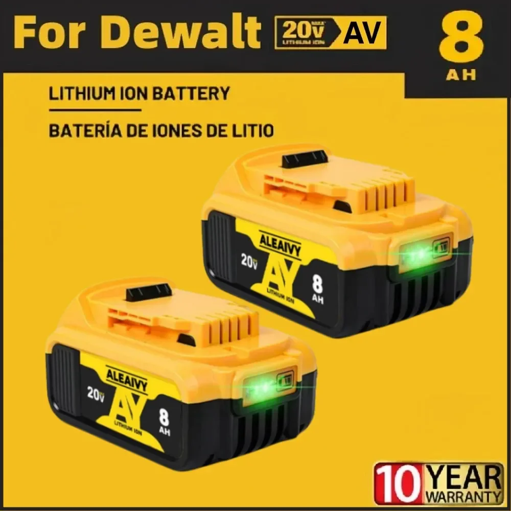 2024 20V 8.0Ah MAX Battery Power Tool Replacement for DeWalt DCB205 DCB 206 DCB181 DCB182 DCB200 20V 3A 5A 6A 18Volt 20v Battery