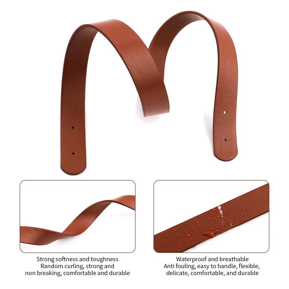 2Pcs 70cm Detachable PU Leather Shoulder Strap Portable Bag Strap Belt Replacement Rivets DIY Bag Handle Handbag Accessories