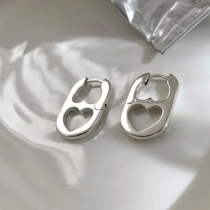 Korea Hollow Double Heart Earrings for Women Pig Nose Earrings Korean Style Design Ear Buckle 2023 Fashion Jewelry Accessorie