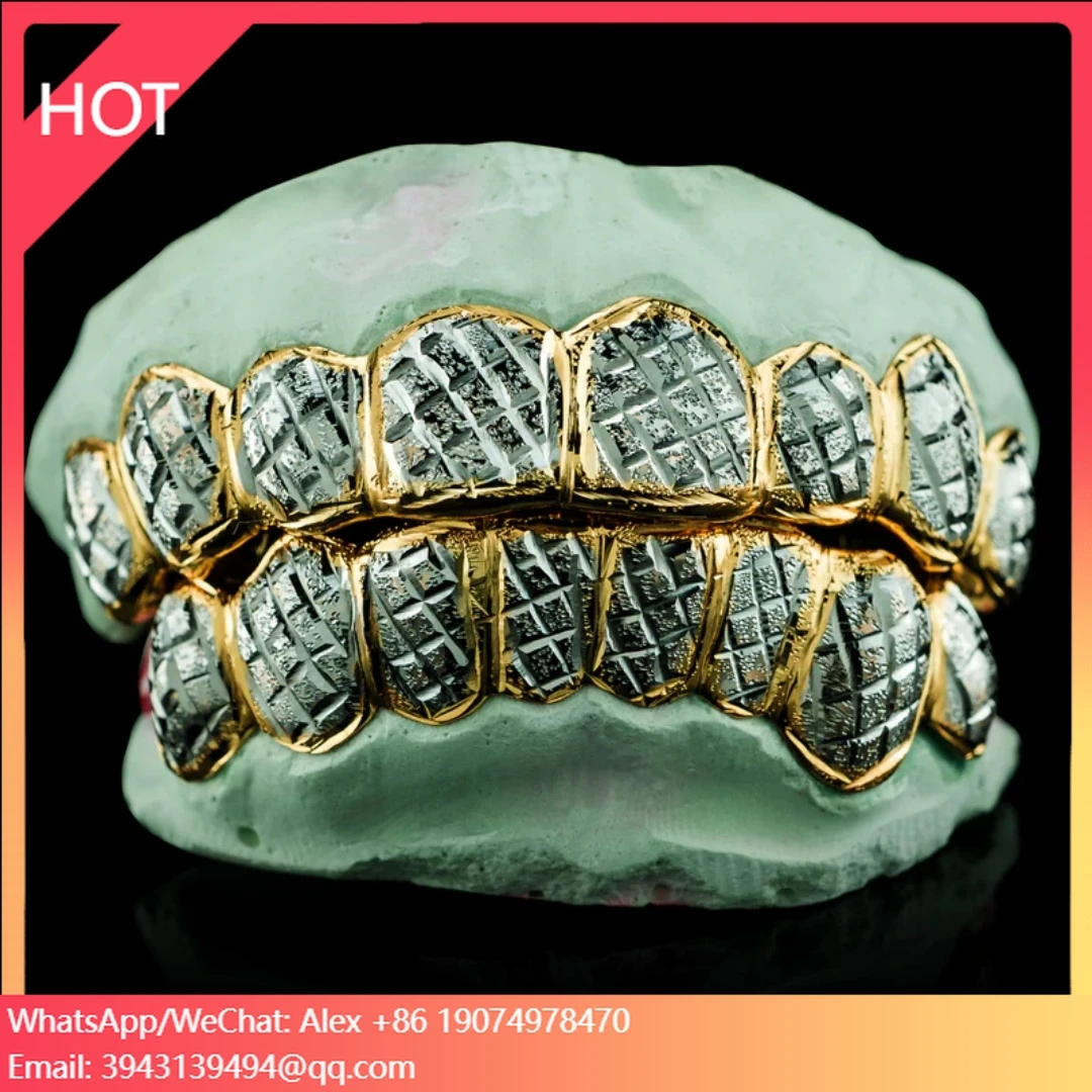 

Customized Moissanite Grillz Jewelry Grillz For Teeth With 18k Gold Plated VVS Diamond