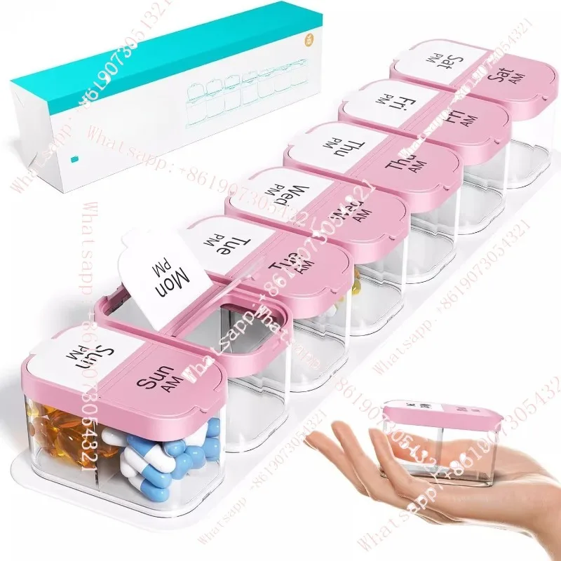 dispenser can be independently disassembled to carry the mini medicine box 14 compartments plastic medicine dispensing box