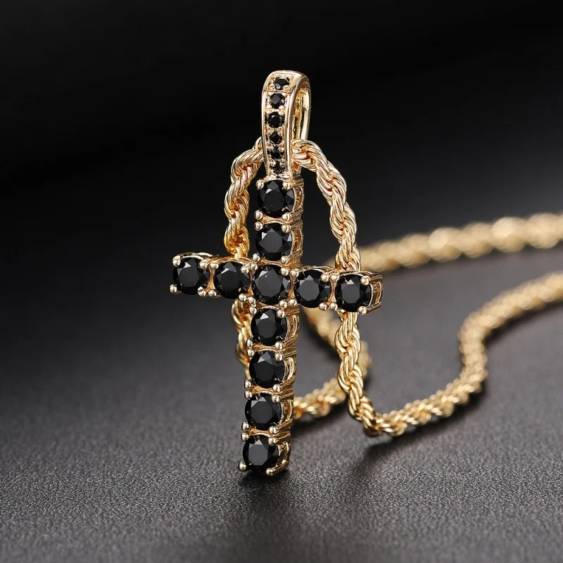 CAOSHI Four Color Available Cross Pendant Necklace for Women/Men Hip Hop Party Jewelry Fashion Brilliant CZ Stone Accessories
