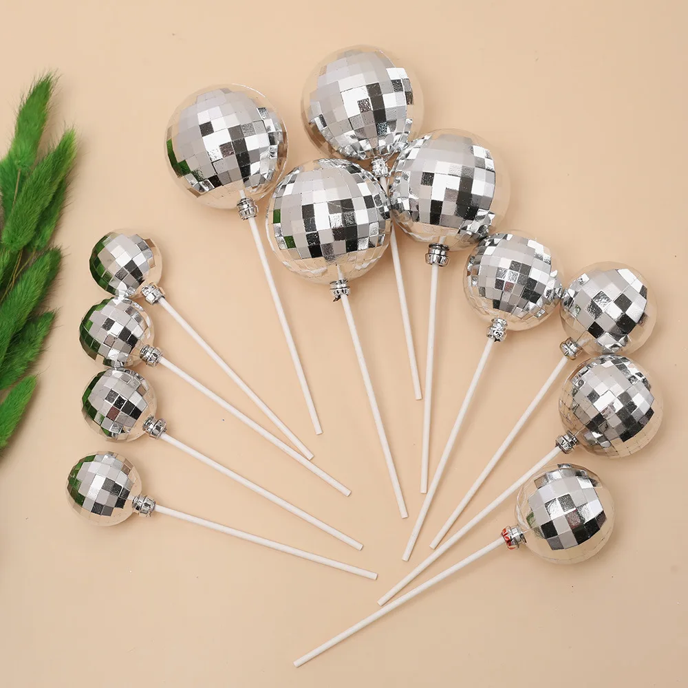 Décoration de gâteau boule Disco argentée, 12 pièces, thème Disco des années 1970, décoration de gâteau de fête d'anniversaire, Cowboy Cowgirl, fournitures d'anniversaire