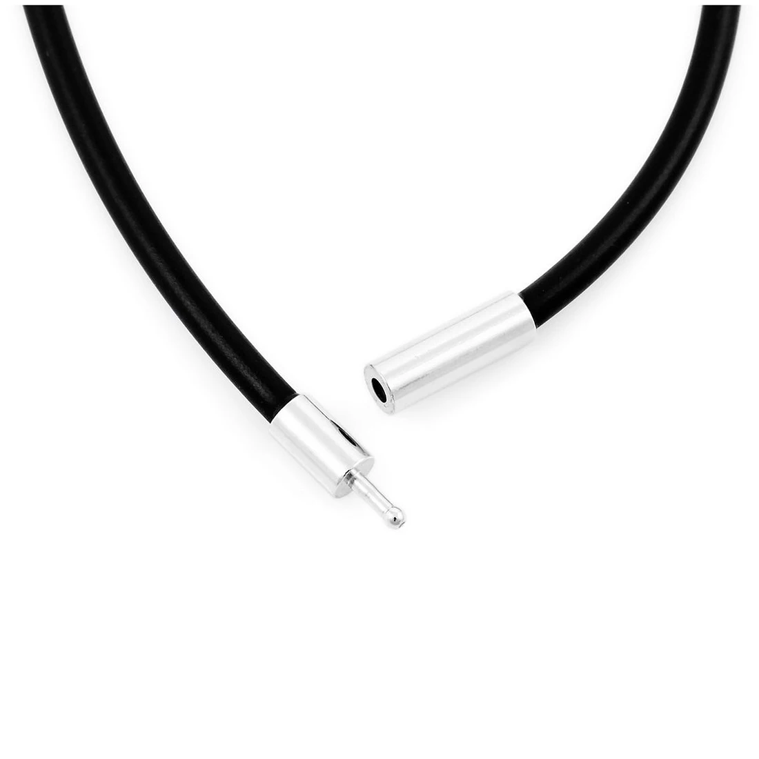 2mm width Skin Rope Necklace Alloy Chain Necklace Black Silver Man Length 51cm