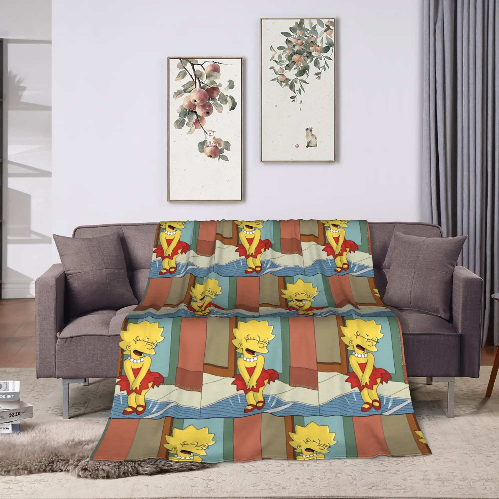 Simpsonsed Cartoon  Blanket Coral Fleece Plush  Winter  Multi-function Super Warm Throw Blankets for Bed Bedroom Rug Piece