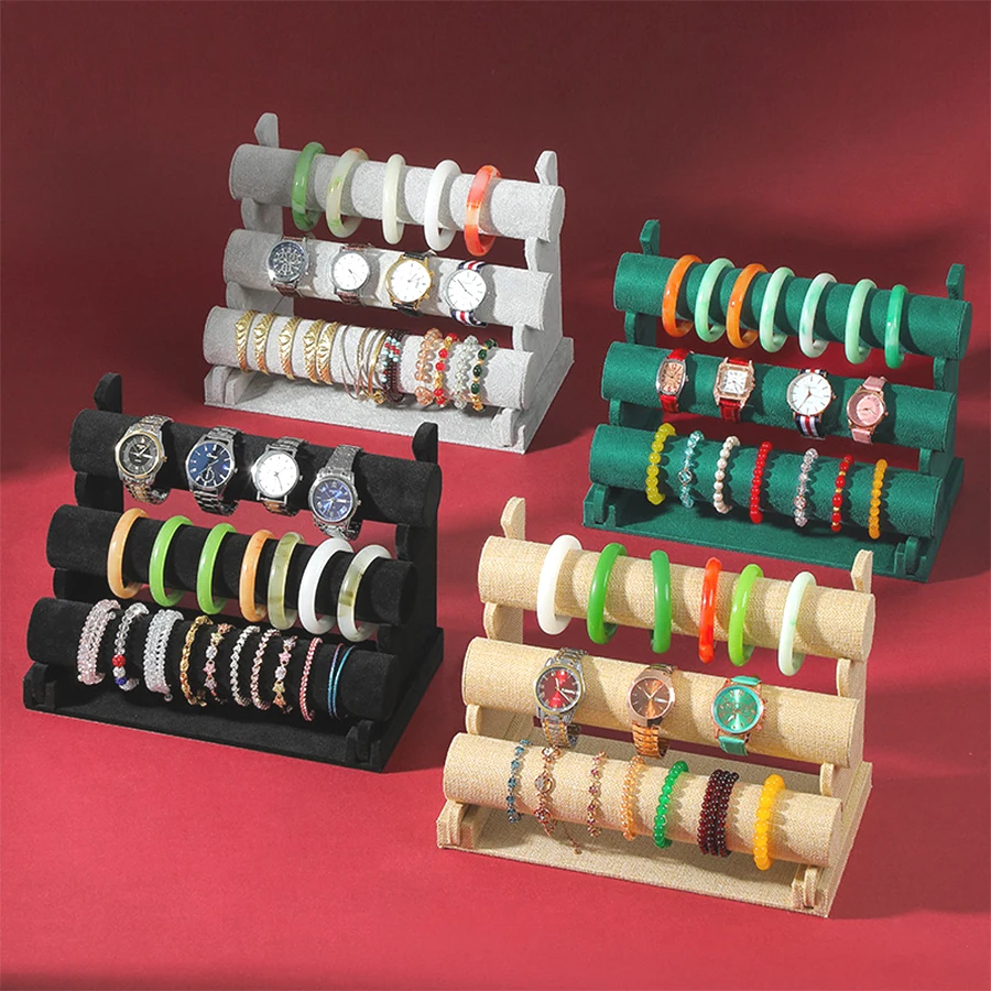 

three-layer flannelette bracelet display stand, suitable for a variety of scenes of bracelet storage and display