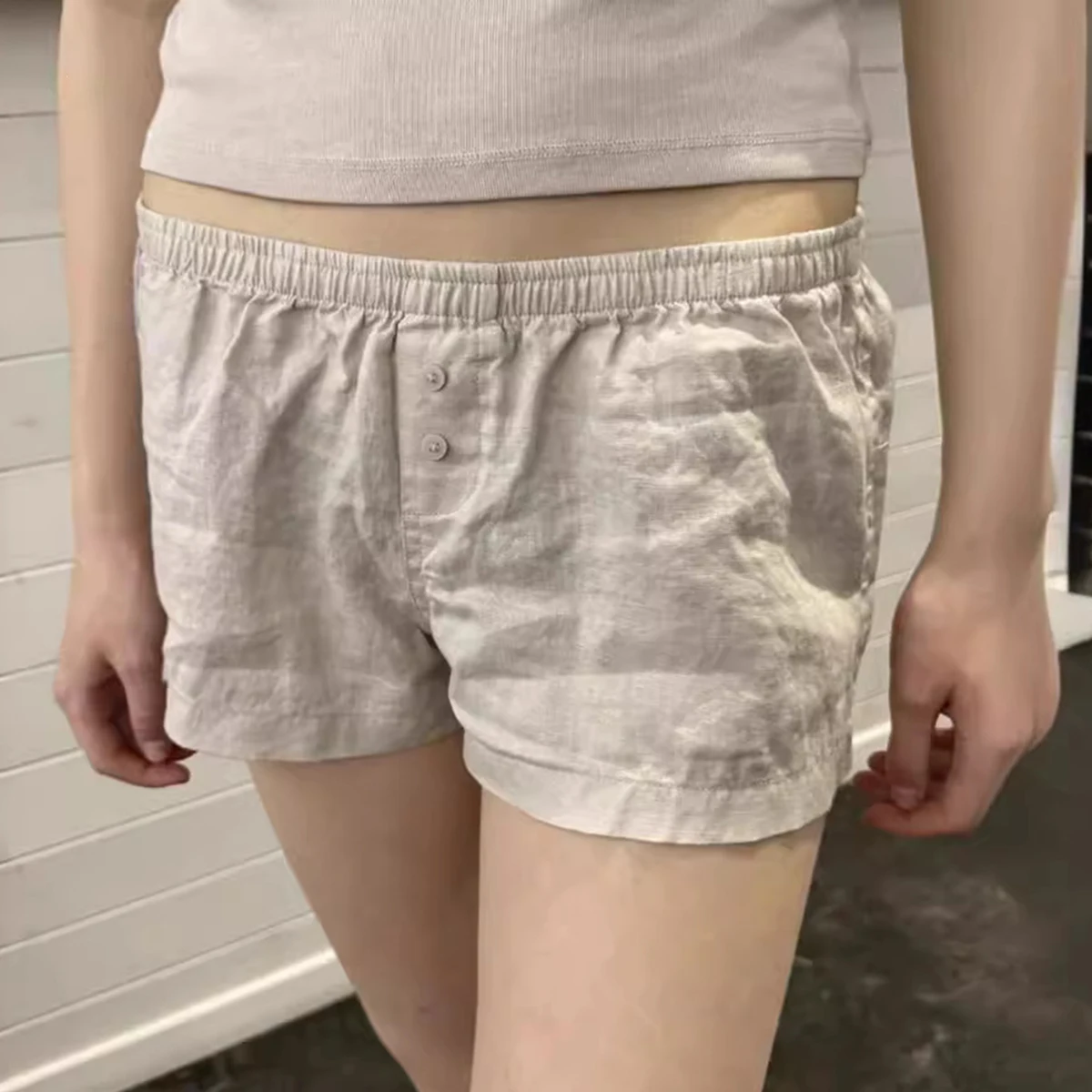 

Button Cotton Shorts Women Summer 2000s Y2K Clothes 2024 Waist Elastic Sexy Camis Short Pant Girls Cute Kawaii Youthful Shorts