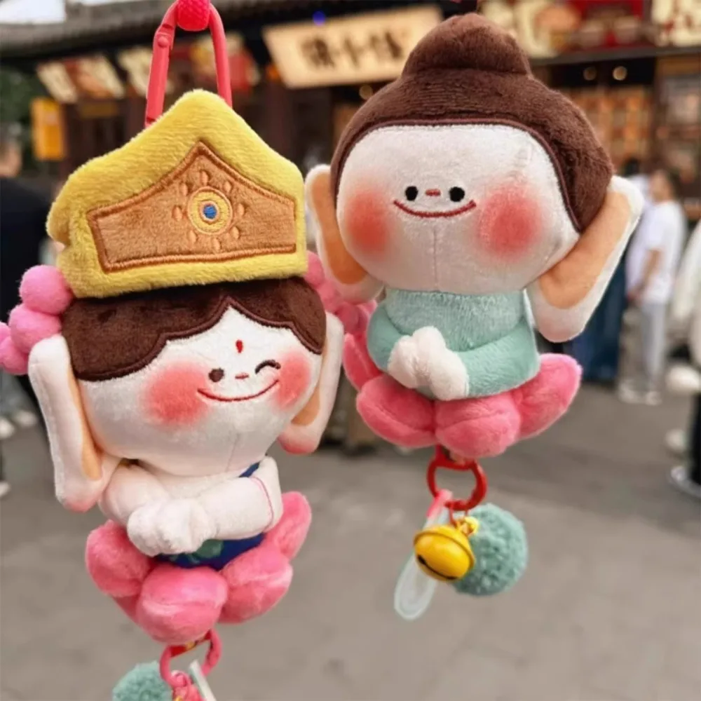 Yungang Grottoes Plush Lotus Buddha Keychain Auspicious Folding Palm Design for Good Luck Car Hanging & Decoration