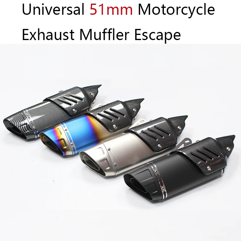 

Universal 51mm Motorcycle Exhaust Muffler Suitable For Z900 Z400 R3 450sr Sexy 600 K10 Slant Triangular Tail Section