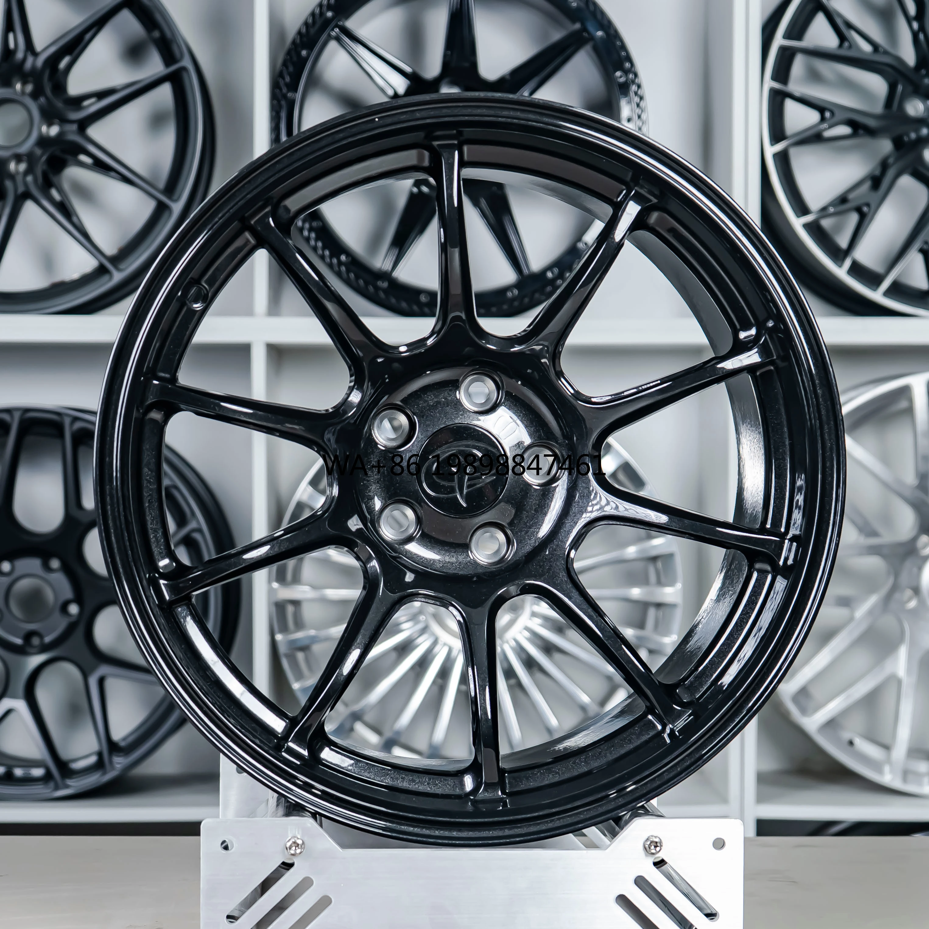 

Factory Direct Sales New Aluminum Alloy Customized Passenger Car Wheels Black Sliver Powder Painted 5 Holes Monoblock Forged