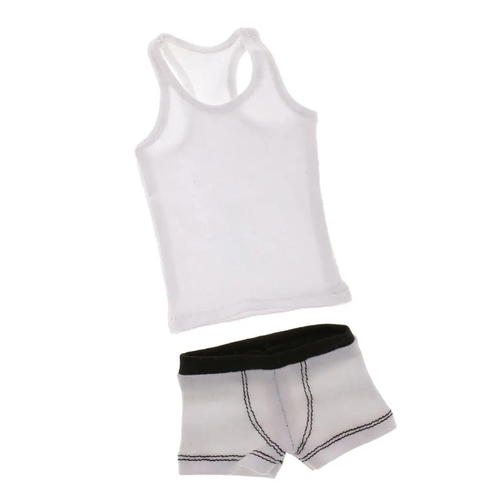 1 6 Scale Figures Clothing White Cotton Vest Underwear Action Figure Clothes Outfit for 12 Inch Male Body