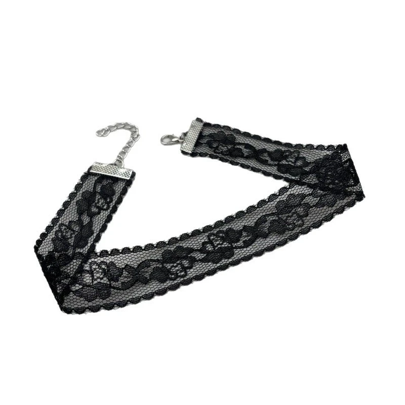 2025 جديد أسود مثير الدانتيل زهرة قلادة للنساء Harajuku القوطية قصيرة المختنق طوق قلادة حفلة الإناث الرقبة اكسسوارات #6