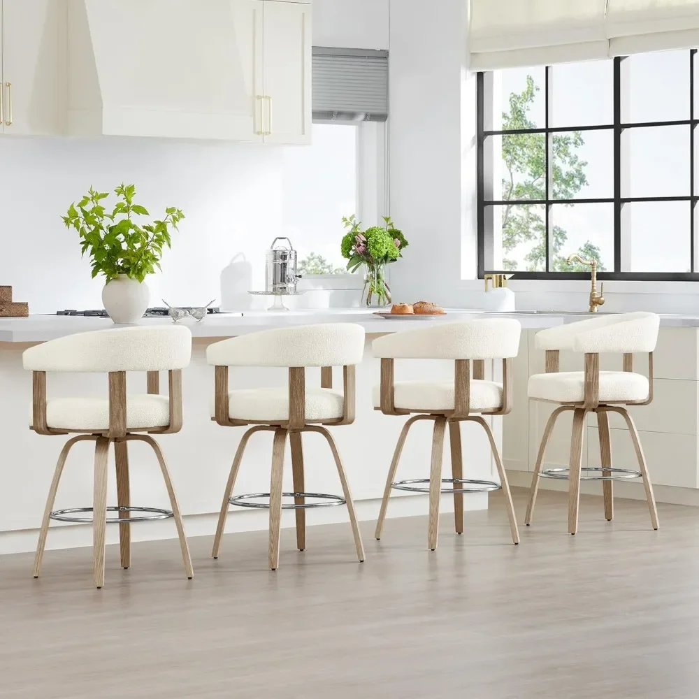 Kursi Bar Tinggi Konter Putar Set Isi 2, Kursi Bar Berlapis, dengan Punggung dan Sandaran Tangan untuk Bar Rumah Pulau Dapur, Tinggi Kursi 27"