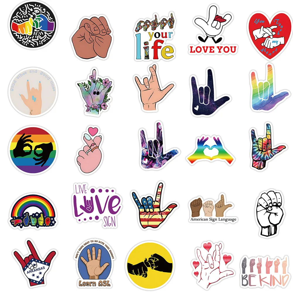 สติ๊กเกอร์สื่อสัญลักษณ์ ASL (50 ชิ้น) - ของตกแต่งเพื่อการเรียนรู้ ABC สำหรับเด็ก - ร้าน Murah & Berguna RecordingYourLife
