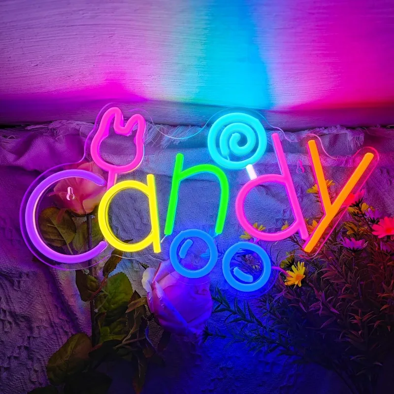 Bunny Candy Neon USB-powered LED Dimmable Neon for Bedroom Bar Shop Candy Car Display Halloween Party Art Deco Birthday Gift