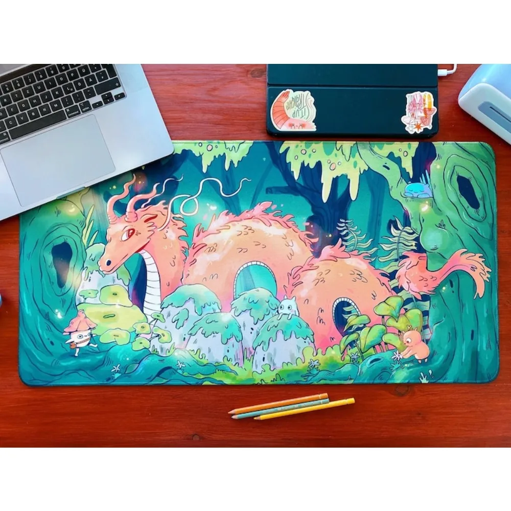 Grande tapis de bureau Dragon Fantasy Forest, tapis de souris, organiseurs et plateaux de bureau