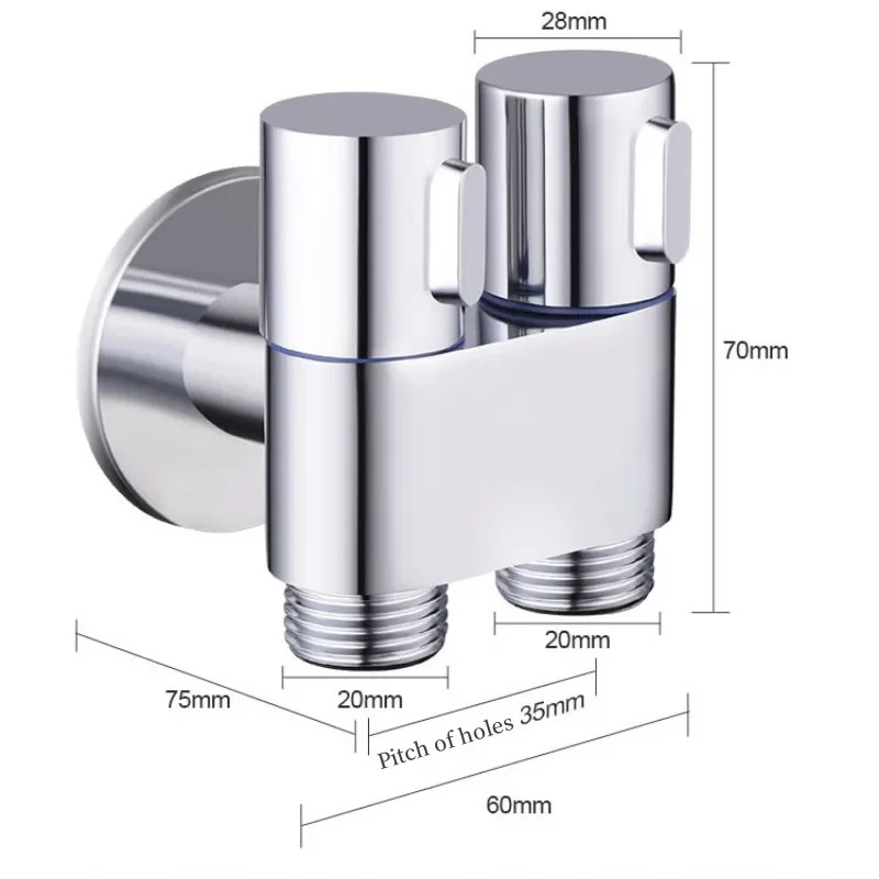 G1/2 Zinc Alloy Three-way Filling Angle Valve Wall Mount Toilet Bidet One In Two Out Water Cleaning Sprayer for Bathroom Parts