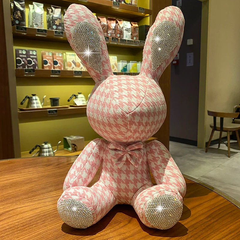 Luxury 38cm Cute Bunny Diy Diamond Inlaid Rabbit Plush Toysornament Creative Gifts Accompany Toys For Furniture Decoration