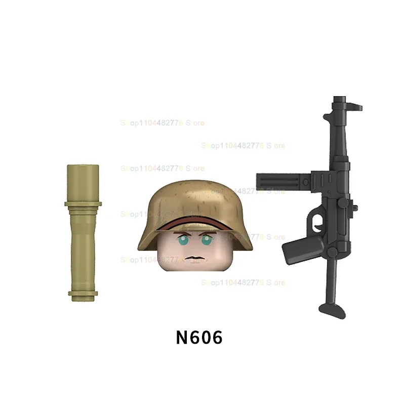 Blocs de construction de soldats de guerre militaire, armes, accessoires de figurines d'action, modèles de jouets pour enfants, cadeaux N605 606 607 608 609 610