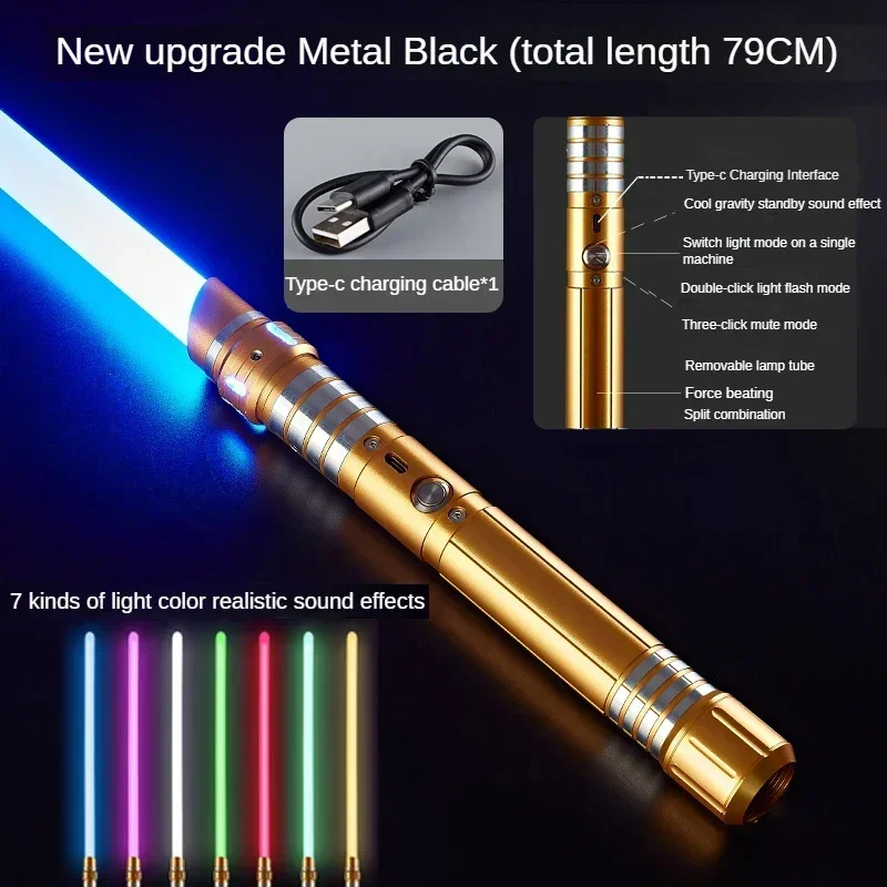 

Lightsaber Metal Laser Sword Toys RGB Light Saber 7 Color Change Kids Soundfonts Force FX FOC Blaster Toys Jedi Laser Sword Gift