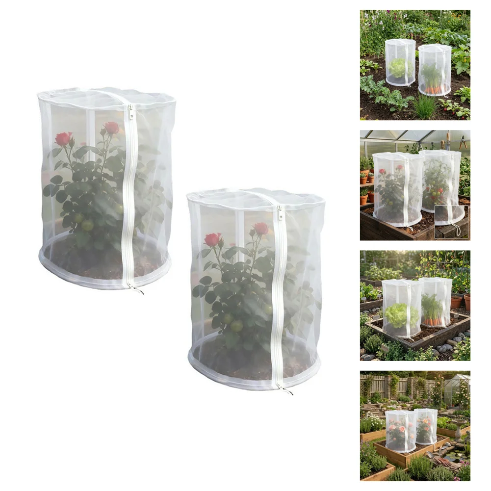 2-Pack Reusable Dome Plant Covers: Dome-shaped Plant  Net CoverBarrier With Zipper  For Access Protector Indoor Plants Accessori