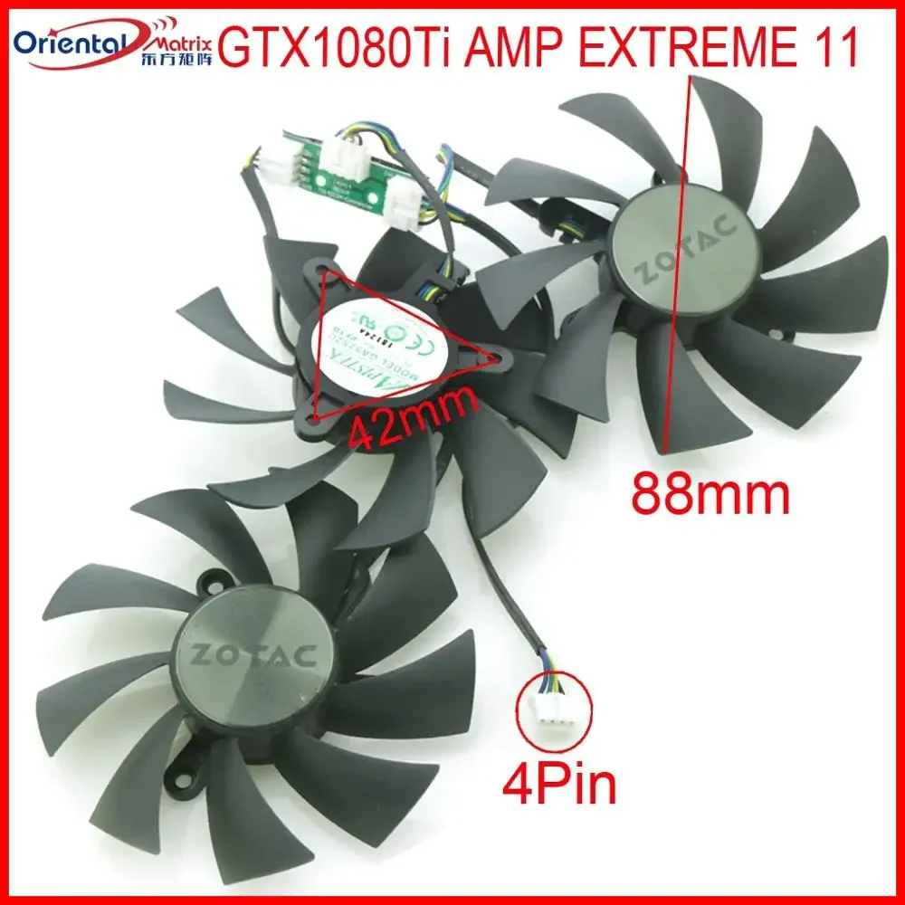 

GA92S2U 88mm 42*42*42mm 0.46A 4Pin VGA Fan For ZOTAC GTX1080Ti AMP EXTREME 11 Graphics Video Card Fan