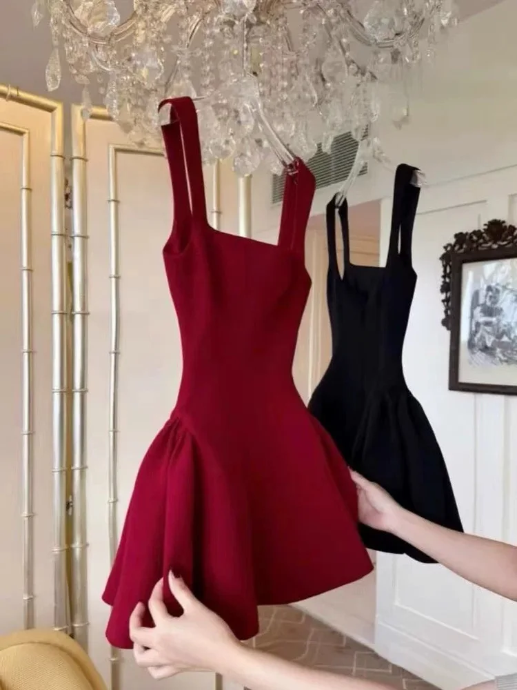 

Elegant Slimming Belted Summer Dress Women's Fashion High Waist Strapless Gown Luxury Style No-Sleeve Zipper Back Closure